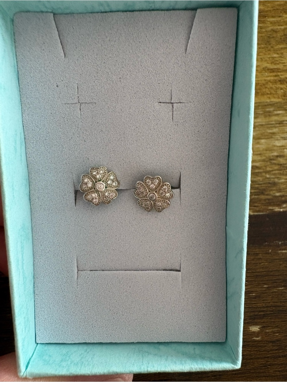 Flower Pavé Stud Earrings 925 silver